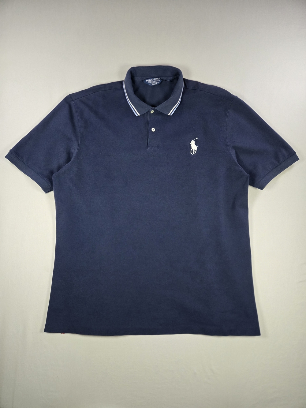 POLO GOLF Ralph Lauren Pro Fit Navy Blue Polo Shirt XXL Double Tipped Collar